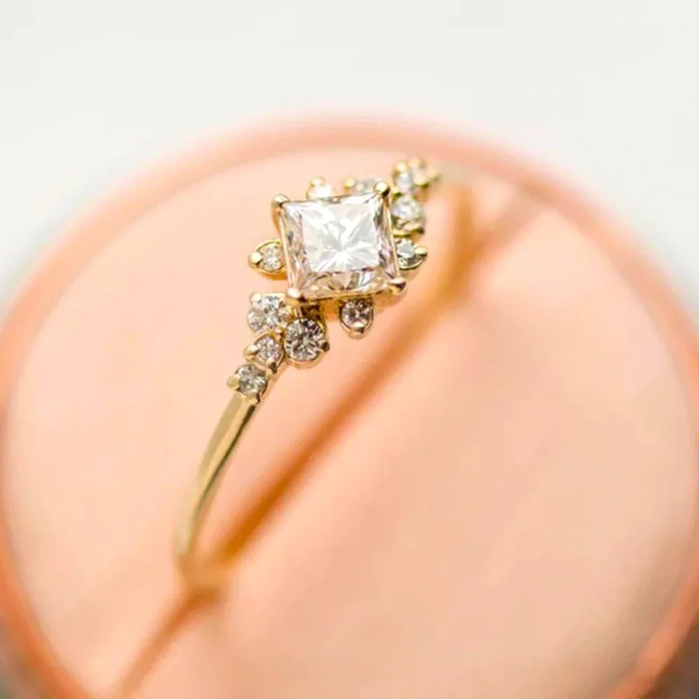 Gold Plated Dimond Simulator Minimalist Style Ring 💍